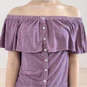 American Eagle Off the Shoulder Button Shirt